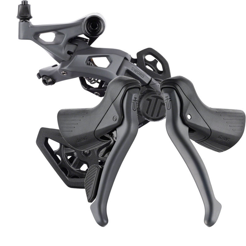 Load image into Gallery viewer, microSHIFT Sword 10-Speed Rear Derailleur & Drop Bar Shifter/Brake Lever Set Gray, Alloy & Advanced Clutch System