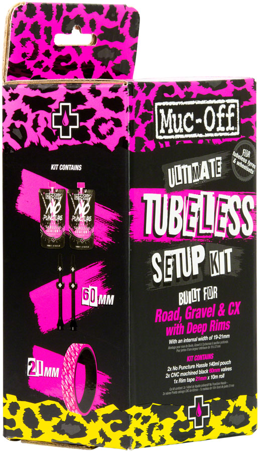 Load image into Gallery viewer, Muc-Off Ultimate Tubeless Kit - Road/Gravel/CX, 21mm Tape, 60mm Valves