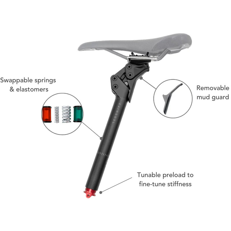 Load image into Gallery viewer, Redshift Sports ShockStop PRO Endurance Suspension Seatpost, 27.2 x 28