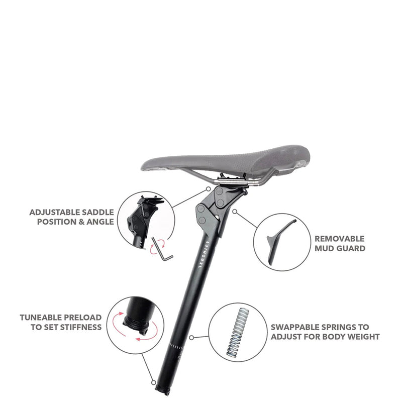 Load image into Gallery viewer, Redshift Sports ShockStop Endurance Suspension Seatpost, 31.6 x 400 Bl