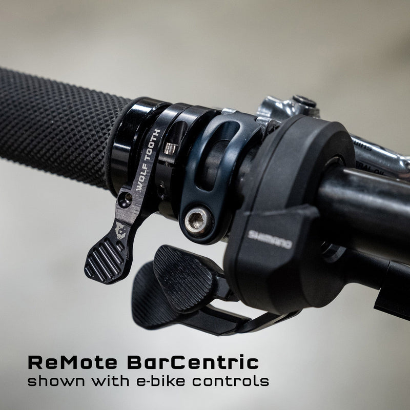 Load image into Gallery viewer, Wolf Tooth ReMote BarCentric Dropper Lever for 2x Shifting & E-Bike Controls - Slim, Adjustable, Steel Enclosed Ball Bearing, Compatible with All Cabled Dropper Posts & Mountain Bikes