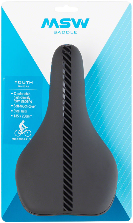 Load image into Gallery viewer, MSW Youth Short Saddle - Black Soft-Touch Cover High Density Foam Padding