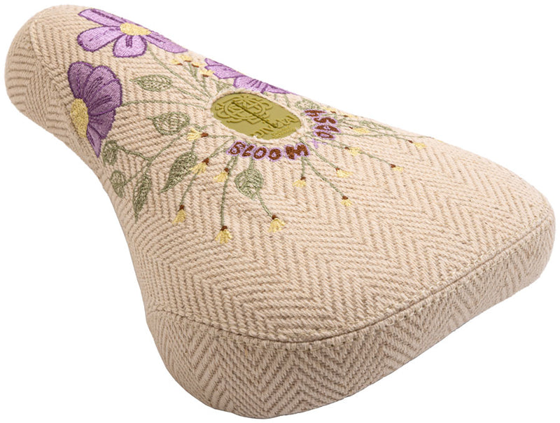 Load image into Gallery viewer, Odyssey X Bloom BMX Seat - Pivotal, Cream Corduroy w/ Floral Embroidery, Fat