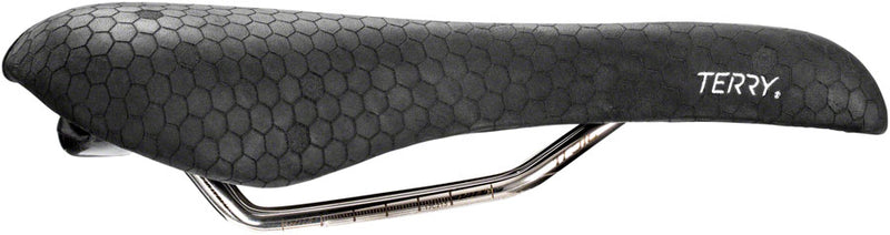 Load image into Gallery viewer, Terry Fly Ti Saddle - Black 140mm Width Titanium Rails Leather Cover