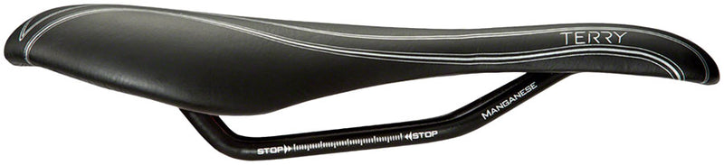 Load image into Gallery viewer, Terry FLX Saddle - Black 142mm Width Leather Manganese Rails Women