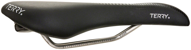 Load image into Gallery viewer, Terry Butterfly Century Saddle - Black 152mm Width Titanium Rails Womens