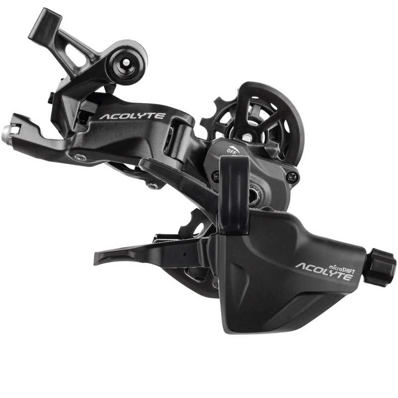 Load image into Gallery viewer, microSHIFT Acolyte 8-Speed Mountain & Trekking Bike Shifter & Super Short Rear Derailleur Kit, Light, Durable, With SpringLock & Trigger Technology