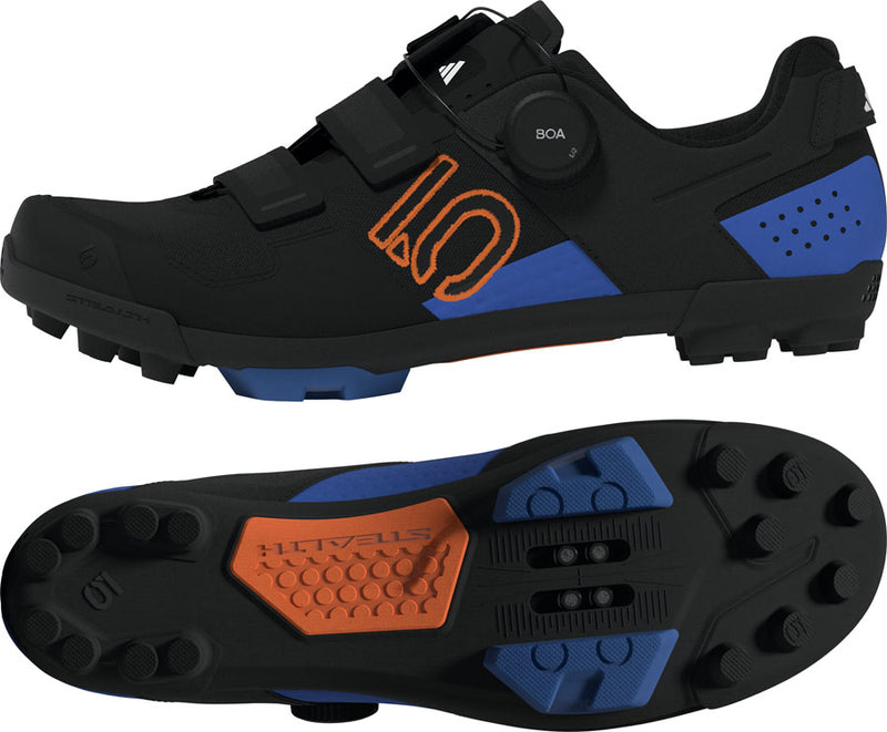 Load image into Gallery viewer, Five Ten Kestrel BOA Mountain Clipless Shoes - Men's, Core Black/Pure Orange/Ray Blue, 7.5
