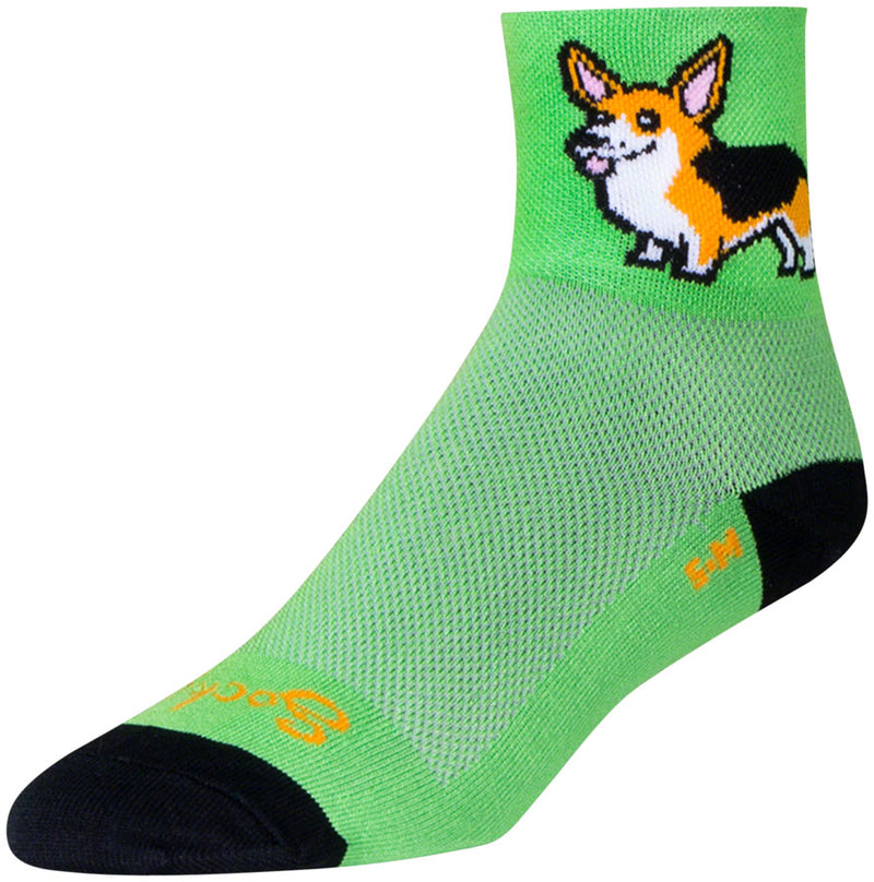 Load image into Gallery viewer, SockGuy Classic Ernie Socks 3 inch Green Small Medium Corgi Butt Synthetic