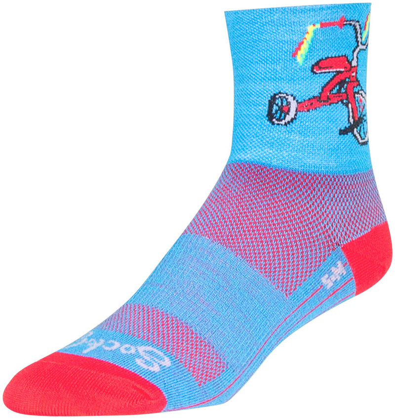 Load image into Gallery viewer, SockGuy Classic Trike Socks 4 inch Blue Red Small Medium Unisex Synthetic
