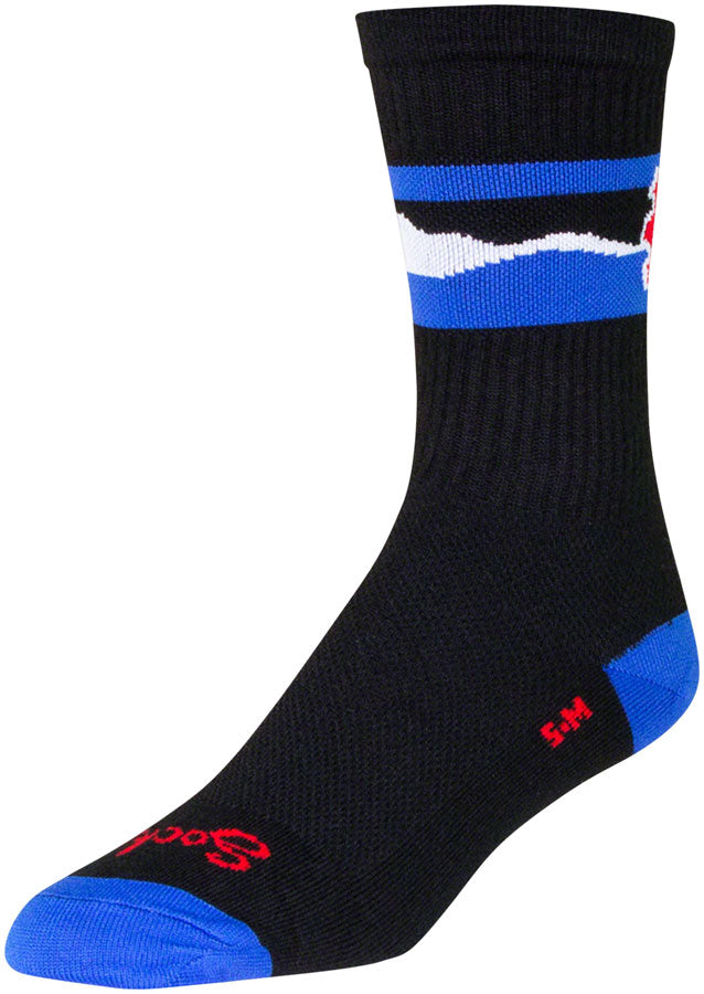 Load image into Gallery viewer, SockGuy Crew Cogorado Socks 6 inch Black Small Medium Unisex Synthetic
