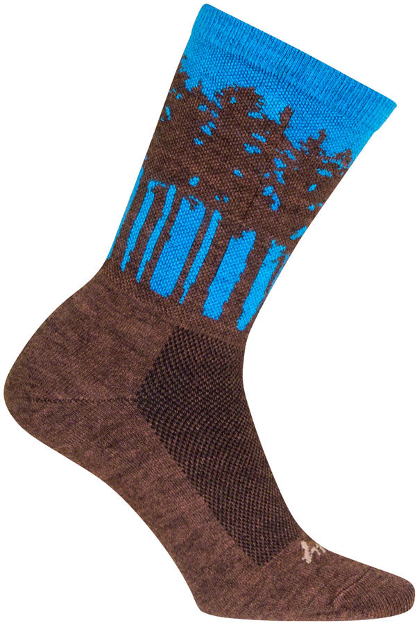Load image into Gallery viewer, SockGuy Treeline Wool Socks - 6", Brown/Blue, Small/Medium