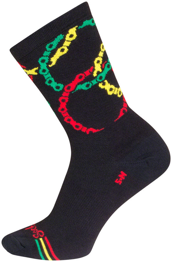 Load image into Gallery viewer, SockGuy Connected Crew Socks - 6", Black/Multi, Large/X-Large