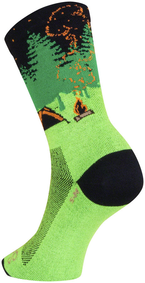 SockGuy Off the Grid Crew Socks - 6", Green/Black/Brown, Small/Medium