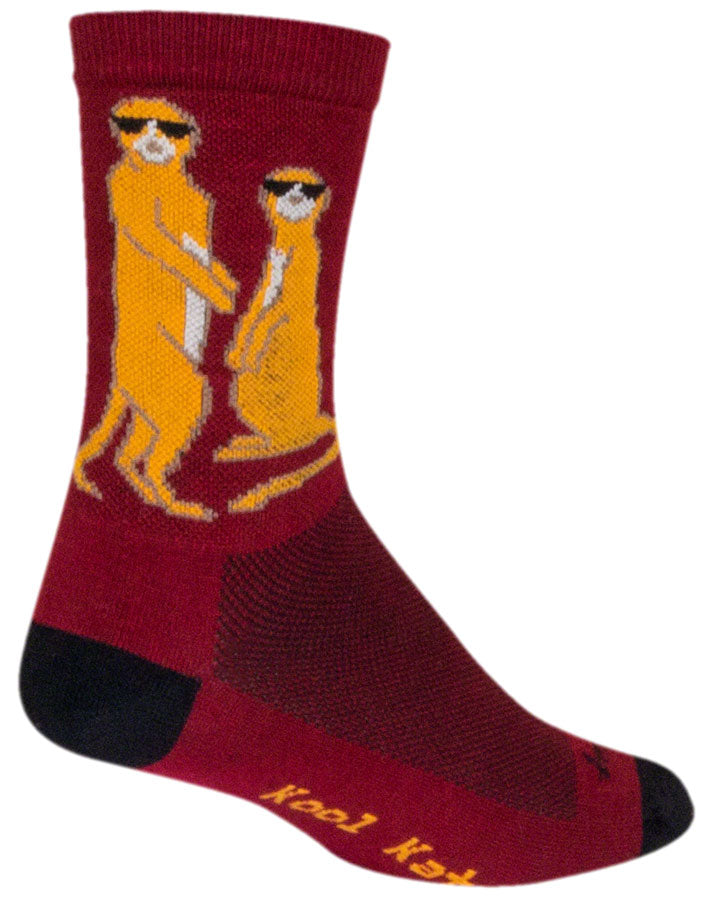 Load image into Gallery viewer, SockGuy Crew Kool Kats Socks - 6", Burgundy, Small/Medium