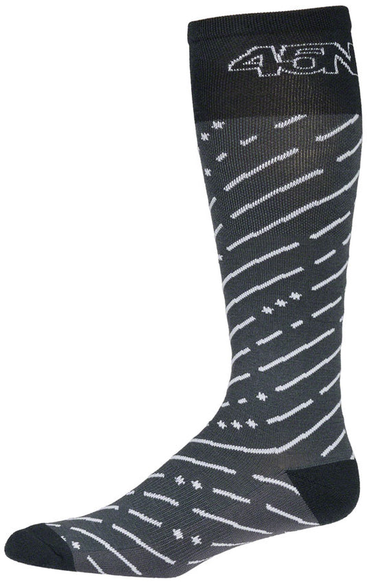 45NRTH Snow Band Midweight Knee High Wool Sock - Dark Gray/Dark Blue, Small