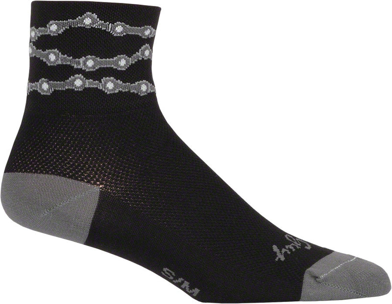 Load image into Gallery viewer, 2 Pack SockGuy Chains Sock Black LG/XL Double Stitched Heel and Toe Mesh Upper