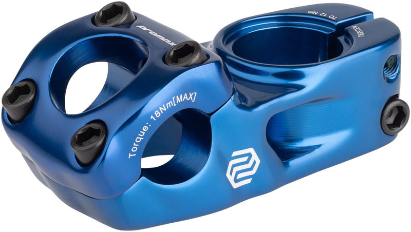 Load image into Gallery viewer, Promax Impact 48mm Top Load Stem Clamp 31.8mm Reach 48mm Bars Blue Aluminum
