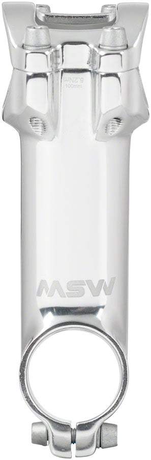 Load image into Gallery viewer, MSW 17 Stem Length 100mm Clamp 31.8mm +/-17 Deg 1 1/8 in Silver Aluminum MTB