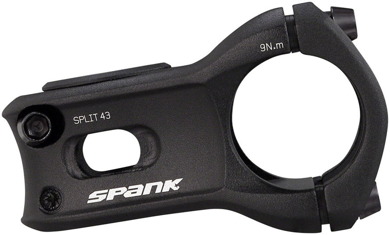 Load image into Gallery viewer, Spank Split Stem 43mm Clamp 31.8mm +/-0 Rise Black Aluminum Mounatin Bike