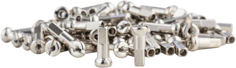 Load image into Gallery viewer, DT Swiss Pro Head Brass Nipples: 2.34 x 14mm, Silver, Box of 100