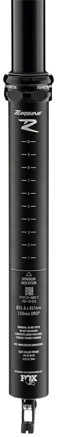 Load image into Gallery viewer, RaceFace Turbine R Dropper Seatpost - 31.6, 150mm Travel, Black