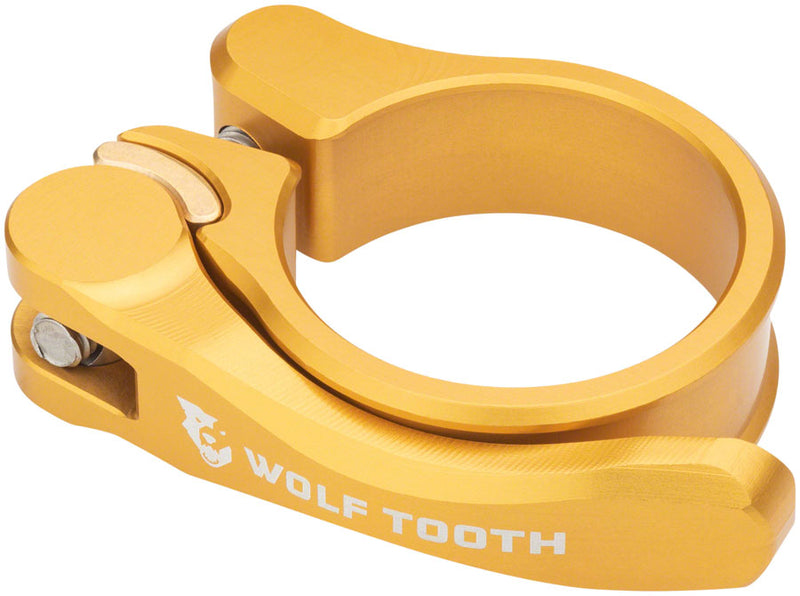 Load image into Gallery viewer, Wolf Tooth 28.6mm Aluminum QR Seatpost Clamp - Gold, CNC Machined