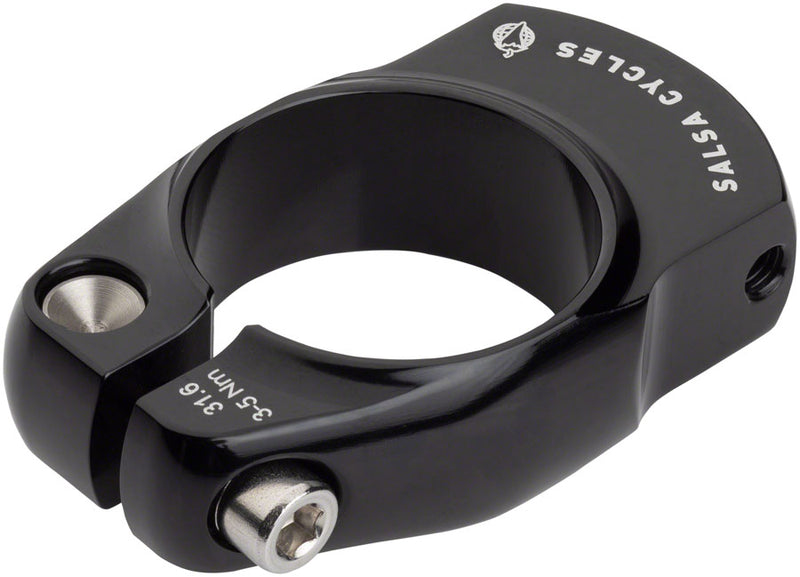 Load image into Gallery viewer, Salsa Post-Lock Rack Mount 31.6 Black Rear Mounted Stainless Aluminum Clamp