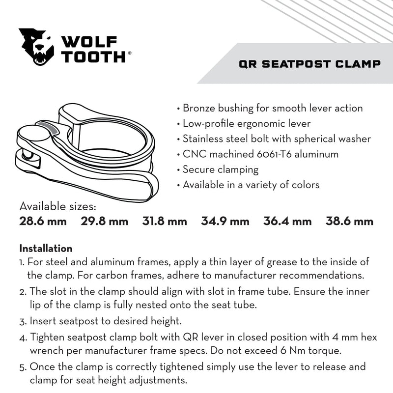 Load image into Gallery viewer, Wolf Tooth 28.6mm Aluminum QR Seatpost Clamp - Gold, CNC Machined
