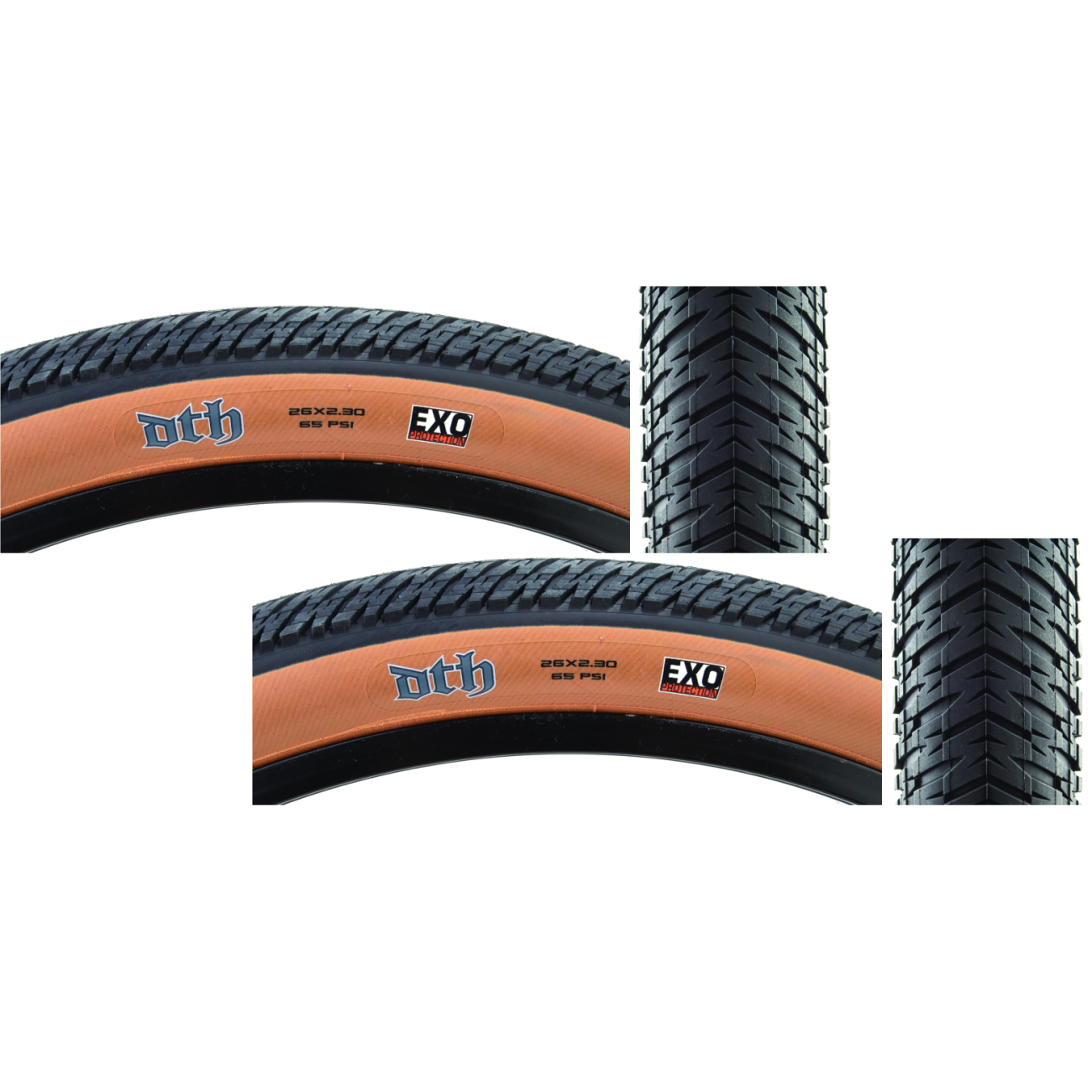 Pack of 2 Maxxis DTH BMX Tire Single Compund Black/Dark Tan EXO