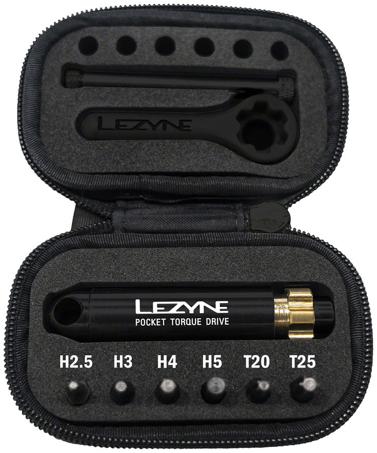 Load image into Gallery viewer, Lezyne Pocket Torque Drive Torque Wrench - 2-6 Nm, 2.5, 3, 4, 5MM, T20, AND T25 BITS, With Storage Case, Black