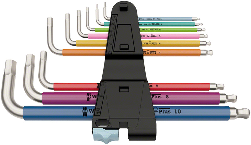 Load image into Gallery viewer, Wera 3950 SPKL Hex Wrench 9pcs Set, Multicolor Long Arm Hex, Set, Metric