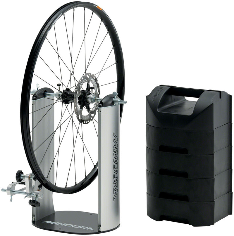 Load image into Gallery viewer, Minoura FT-50W Wheel Truing Stand 12 to 15mm Thru Axle Adaptors