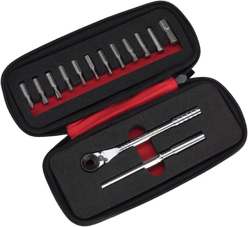 Load image into Gallery viewer, Prestacycle T-Handle Ratchet Deluxe 3-Way Ratchet and T-Handle Tool Kit, 12 Piece Bit Set
