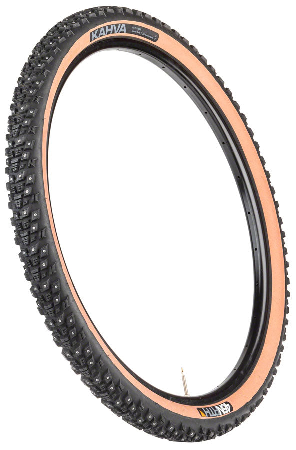Load image into Gallery viewer, 45NRTH Kahva Tire 27.5x2.1 Tubeless Folding Tan 60tpi 240 Concave Carbide Studs