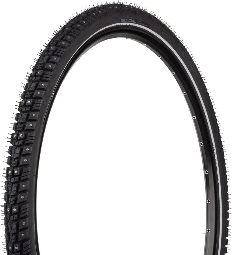 Load image into Gallery viewer, Pack of 2 45NRTH Gravdal Tire - 700 x 45, Clincher, Wire, Black, 33 TPI, 240 Carbide Steel Studs