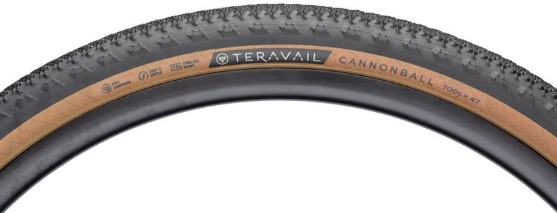 Load image into Gallery viewer, Teravail Cannonball Tire 700 x 47 Tubeless Folding Tan Light and Supple