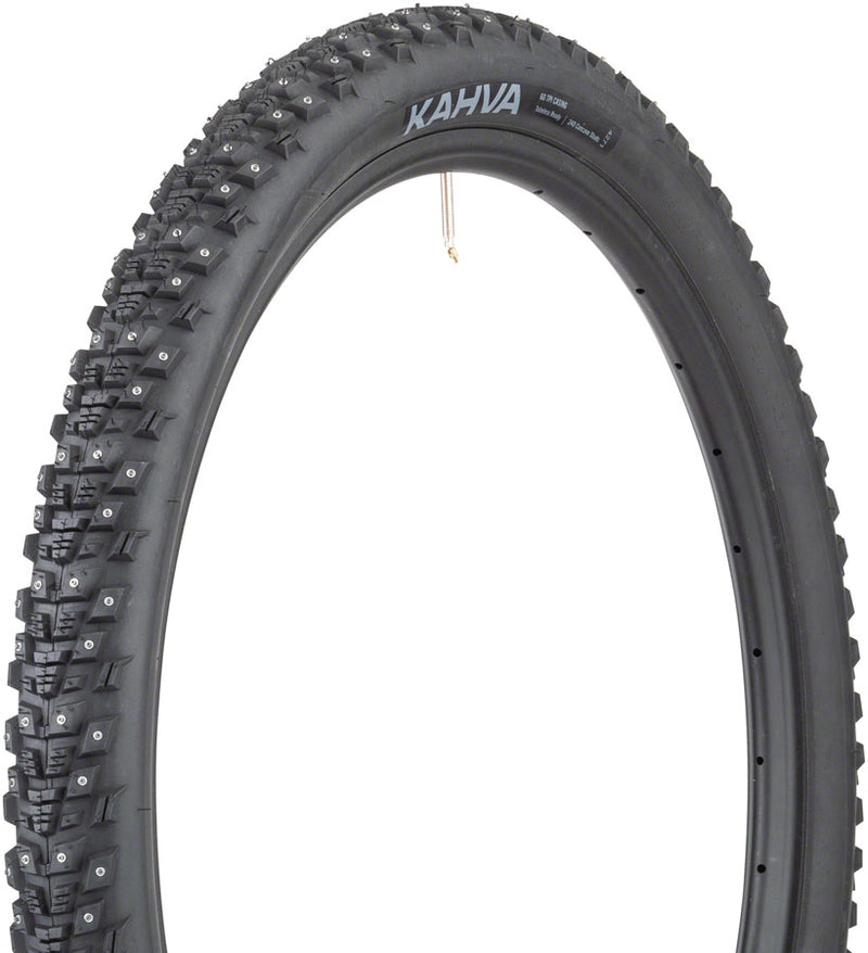 Load image into Gallery viewer, 45NRTH Kahva Tire 29x2.25 Tubeless Folding Blk 60tpi 252 Concave Carbide Studs

