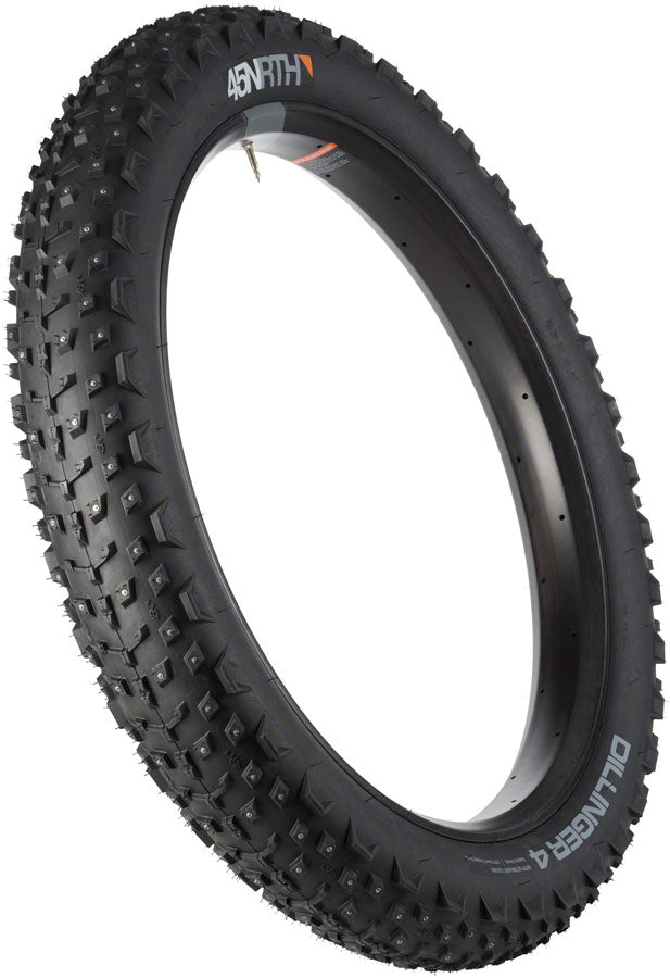 Load image into Gallery viewer, 45NRTH Dillinger 4 Tire 26 x 4 Tubeless Blk 60tpi 240 Carbide Steel Studs