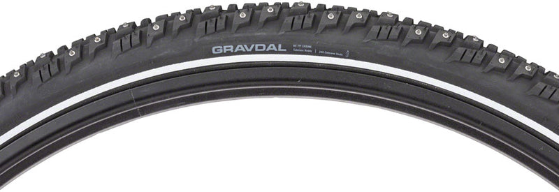 Load image into Gallery viewer, 45NRTH Gravdal Tire 650bx38 Tubeless Folding Blk 60tpi 240 Concave Carbide Studs