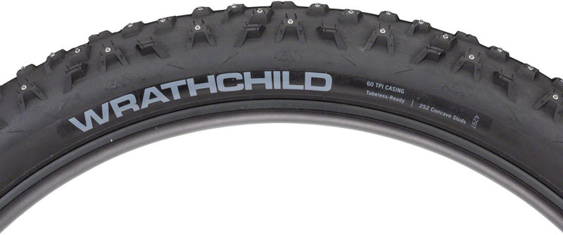 Load image into Gallery viewer, 45NRTH Wrathchild Tire 27.5 x 3.0 Tubeless Blk 60tpi 252 Concave Carbide Studs