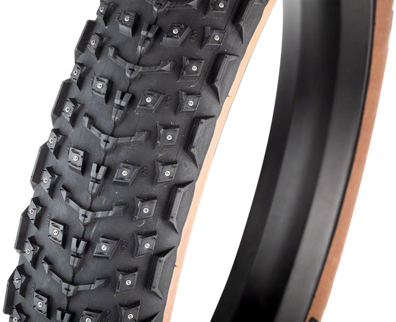 Load image into Gallery viewer, 45NRTH Dillinger 5 Tire 26x4.6 Tubeless Tan 258 Concave Carbide Alloy Studs
