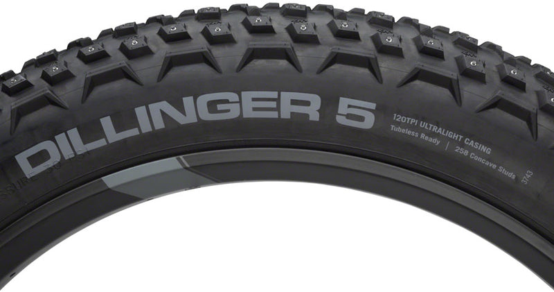 Load image into Gallery viewer, 45NRTH Dillinger 5 Tire 26x4.6 Tubeless Blk 120tpi 258 Concave Carbide alloy
