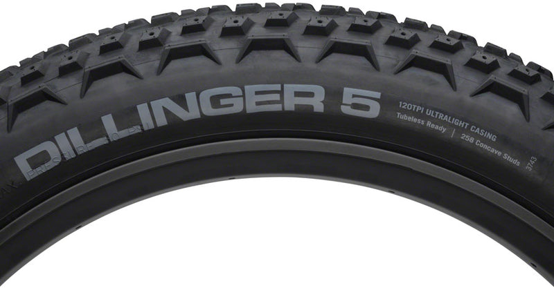 Load image into Gallery viewer, 45NRTH Dillinger 5 Tire 26 x 4.6 Tubeless Folding Black 120tpi Studdable