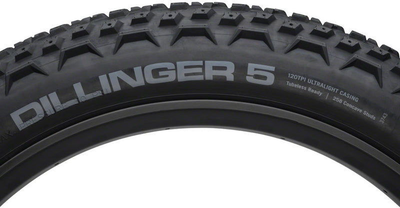 Load image into Gallery viewer, 45NRTH Dillinger 5 Tire 27.5 x 4.5 Tubeless Folding Black 120tpi Studdable

