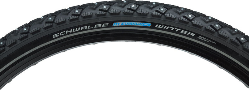Load image into Gallery viewer, Schwalbe Marathon Winter Plus Performance Twin SmartGuard 200 Stud 26x1.75 Studded Wire TPI 70 Bk/Bsk/Ref