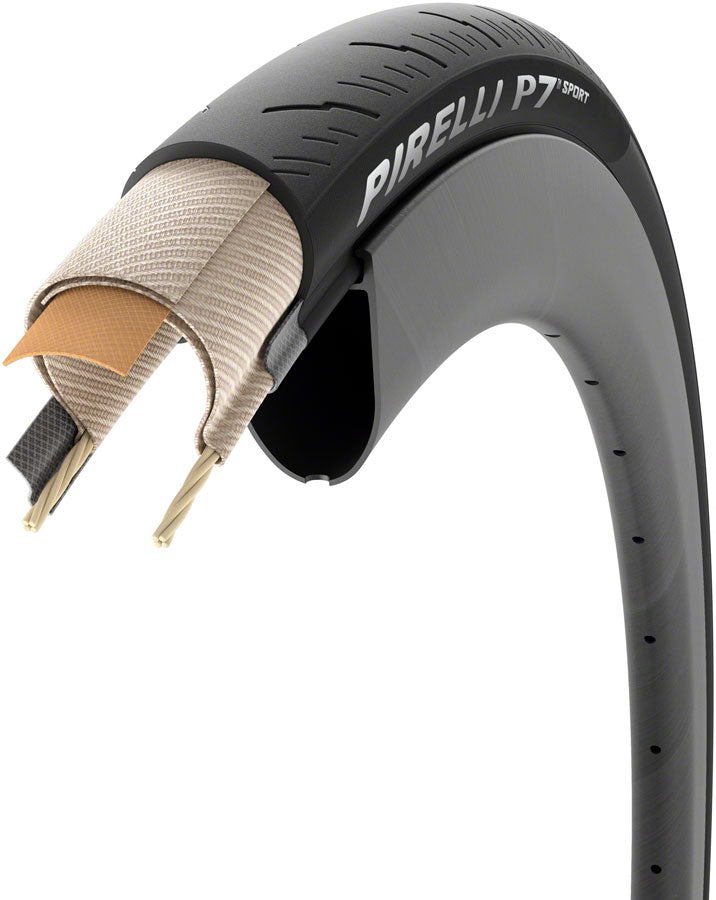 Load image into Gallery viewer, Pirelli P7 Sport Tire 700 x 28 Clincher Folding Black Road 60tpi nylon casing