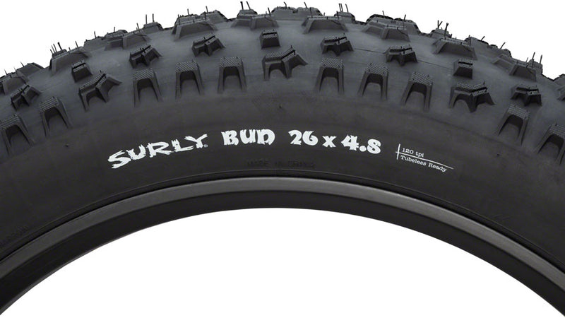 Load image into Gallery viewer, Surly Bud Tire 26 x 4.8 PSI 30 TPI 120 Tubeless Folding Steel Black Fat Bike