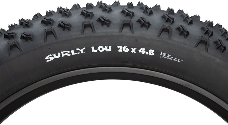 Load image into Gallery viewer, Surly Lou Tire 26 x 4.8 PSI 30 TPI 120 Tubeless Folding Steel Black Fat Bike