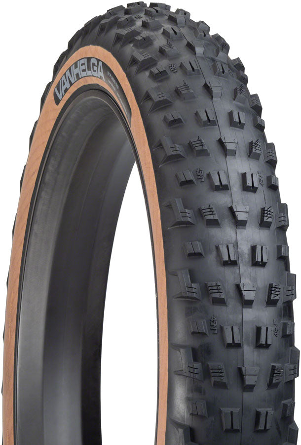Load image into Gallery viewer, 45NRTH Vanhelga Tire 26 x 4.2 Tubeless Folding TPI 60 Black/Tan Fat Bike